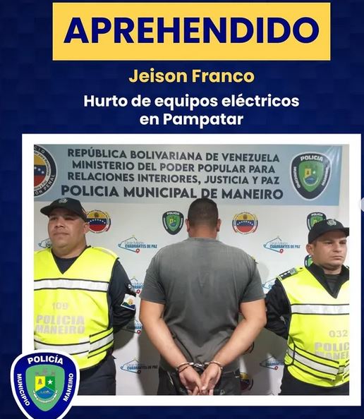 Detenido en Pampatar por el robo de material eléctrico en una vivienda