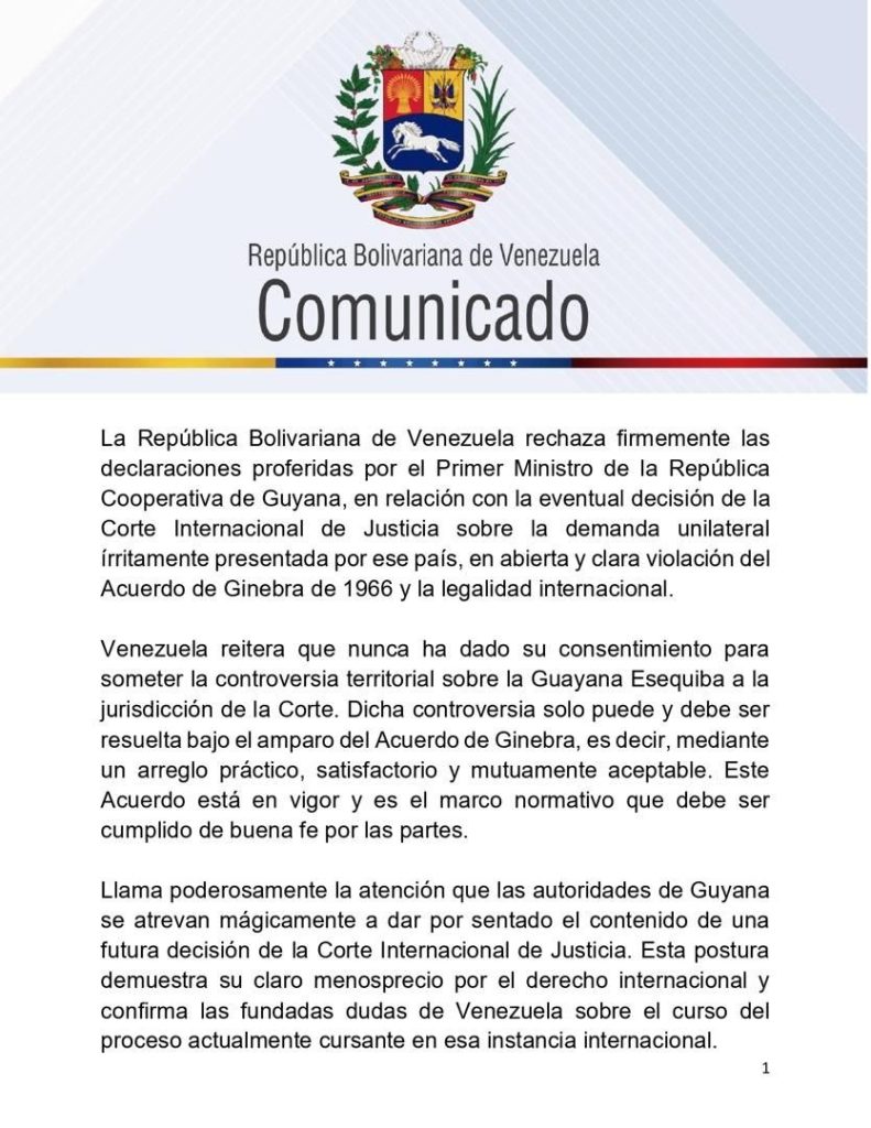 Venezuela no reconocerá fallo de la CIJ por el Esequibo