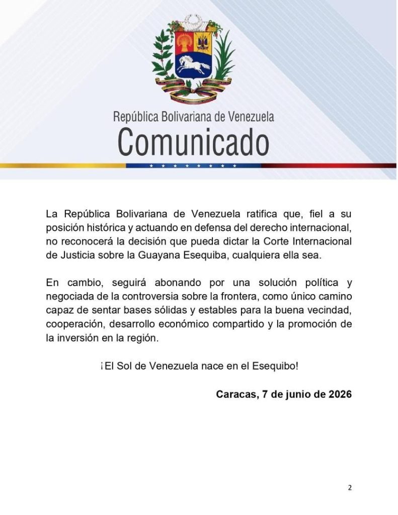 Venezuela no reconocerá fallo de la CIJ por el Esequibo