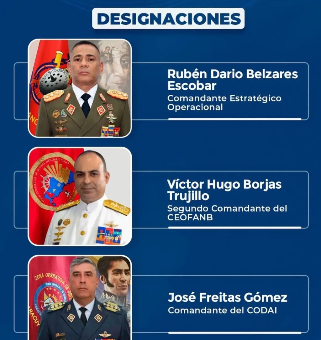 Designaciones Alto Mando Militar y nuevos comandantes de las REDI
